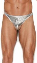 Elegant Moments Mens Shiny Silver Pouch Thong Underwear Brief Small Med - £18.32 GBP