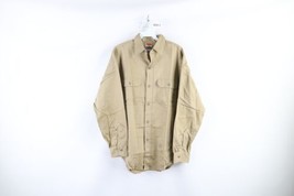 Vintage 50s Penneys Mens 15.5 Sanforized Cotton Work Button Shirt Brown USA - £78.81 GBP