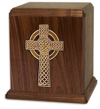 Large/Adult 200 Cubic Inches Celtic Cross Walnut Funeral Cremation Urn for Ashes - £263.73 GBP