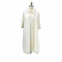 50s-60s VTG Odette Barsa NWOT Peignoir Ivory Lace Robe &amp; Nylon Nightgown... - $115.83