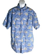 COASTAL Men&#39;s Short Sleeve Button Down Beach Hawaiian Shirt Blue XXL - $15.14