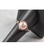 Womens Vintage Estate Sterling Silver Rose Gold Tone Faux Pearl Ring 4.5... - $29.70