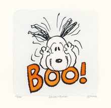 Snoopy Peanuts Artwork Sowa &amp; Reiser #D/500 Hand Painted Etching Boo Face - $54.95