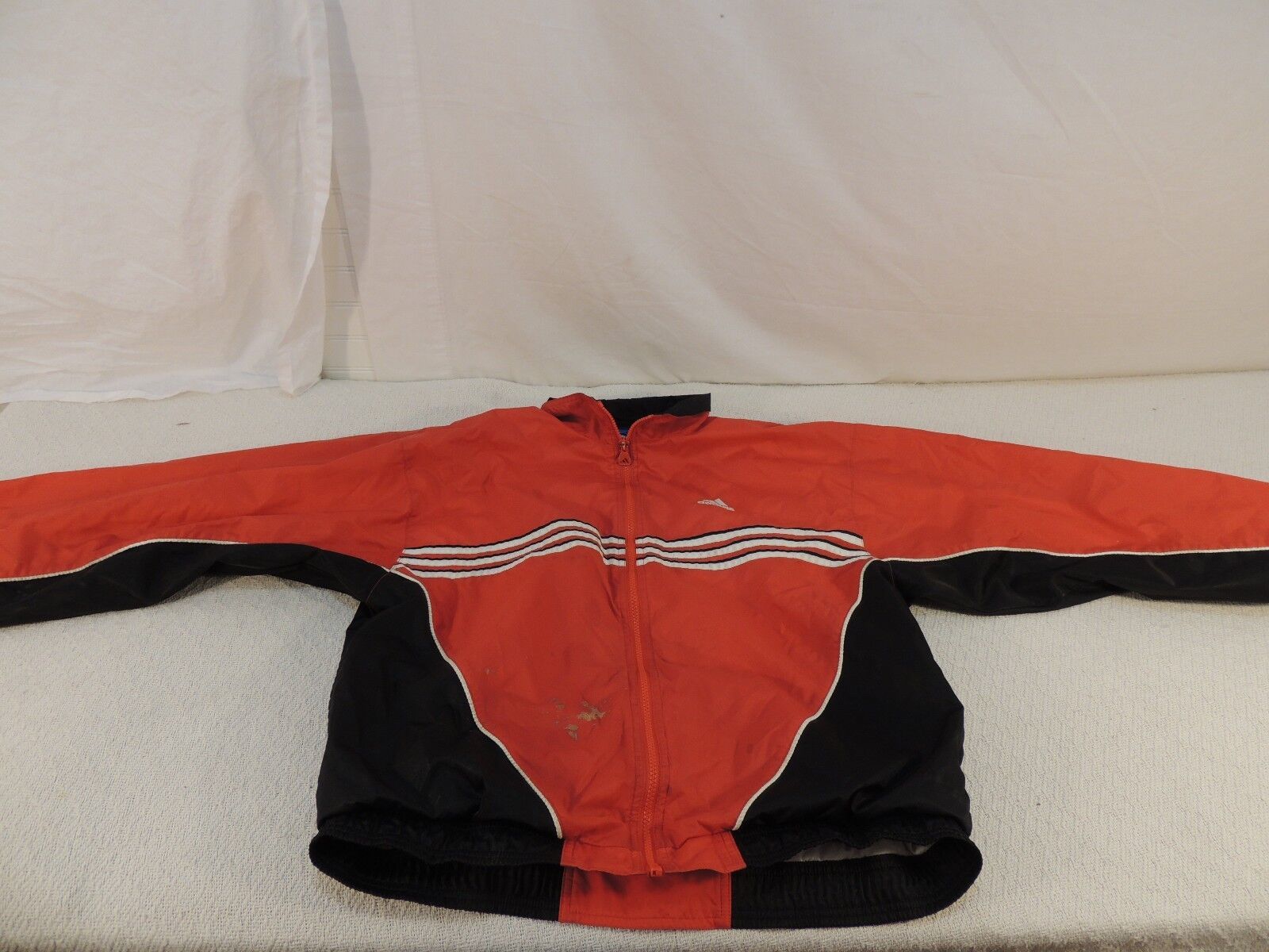Vintage Adidas Team Windbreaker Jacket Men&#39;s Medium RN 88387 Red Black 5... - $13.92