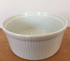 Vintage Apilco France Whiteware Ribbed Porcelain Ramekin Souffle Large D... - €42,63 EUR