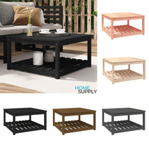 Outdoor Indoor Garden Patio Wooden Pine Wood Square Coffee Table With Shelf  - £80.03 GBP+