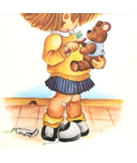 70s Little Girl Wall Art Print Child Brush Teeth 11x 14 Teddy Bear Litho... - $5.96