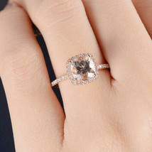 2.30Ct Simulated  Morganite Diamond Engagement Ring 14K Rose Gold Plated Silver - £87.51 GBP