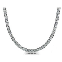 13.50Ct Brilliant Künstlicher Diamant Tennis Halskette 14K Weiß Vergoldet Silber - £463.68 GBP