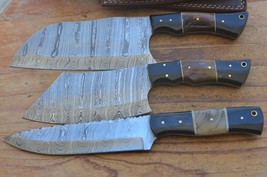 damascus hand forged hunting/kitchen sheaf knives set From The Eagle Col... - £94.95 GBP