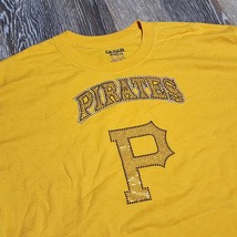 Pittsburgh Pirates Top Women&#39;s Glitter Jeweled Bedazzled XL Yellow T-Shirt - $280.22 MXN