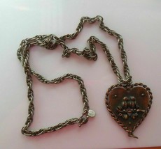 Vintage Signed SHP Excl Copper Love Bird Heart Necklace Stanley Home Product - £27.22 GBP