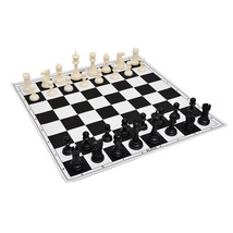 17&quot; Tournament Chess Board Set Foldable Portable Silicone Chess Game 2 Extra Que - £17.50 GBP