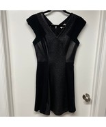 Rebecca Taylor Tweed Leather Textured Fit Flare Cap Sleeve Dress Women S... - $44.55