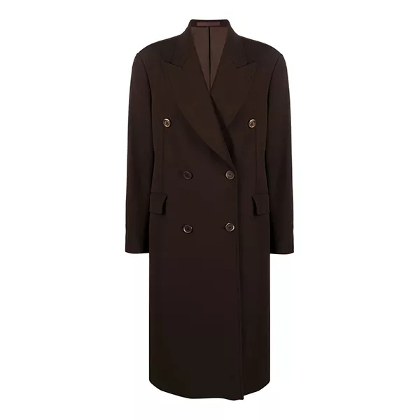 Women&#39;s Brown Double-Breasted Wool Long Coat – Elegant Classic Overcoat - $2,995.45 MXN+