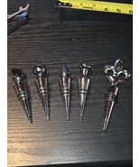 Lot Of 5 Chrome Metal Wine Stopper Corks Decorative Heavy - $346.98 MXN