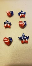 Beads (New) (6) Red, White &amp; Blue Hearts &amp; Stars - £5.84 GBP
