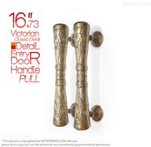 Solid Brass Victorian Classic Detail Entry Door Vintage Handle Pulls - 16.73&quot; - £416.95 GBP