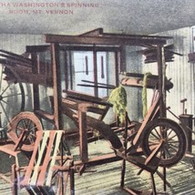 Martha Washington Spinning Room Postcard Linen Vintage 40s Mount Vernon - £9.42 GBP