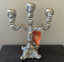 Martha Stewart Dull Gold Halloween Skull For Candlesticks Gothic Candelabra NWT - £35.96 GBP