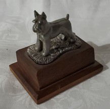 Pewter Schnauzer Figurine Dog Wood Base 822 - $40.00