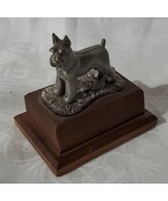 Pewter Schnauzer Figurine Dog Wood Base 822 - £31.46 GBP