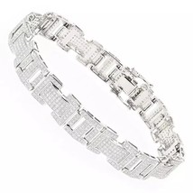 3.50 Ctw Real Moissanite 14K White Gold Over Statement Link Men&#39;s Bracelet 8.5&quot; - £144.96 GBP