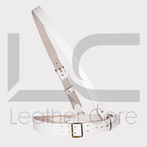 WWII British Army Sam Browne Premium WHITE Leather Belt with Shoulder Strap - £39.34 GBP