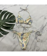 Triangl Womens Vinca Bikini Size XL Top S Bottom Tie Dye Blue Peach String - £27.53 GBP
