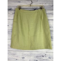 Amanda Smith Linen A Line Skirt Women 12p Green Back Zip Mid Rise 32x19.5 - $22.00