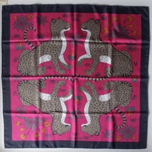 Hermes Scarf Les Leopards 90 cm silk pink Carre animal 35&quot; - £494.82 GBP