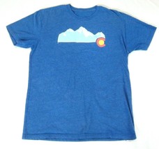 Mens Aksels Colorado CO Logo T-Shirt Mens Medium Blue with Mountains NWOT - £7.06 GBP