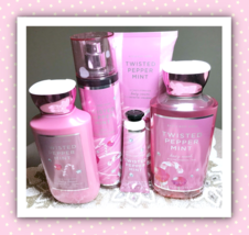 Bath &amp; Body Works Twisted Peppermint Shower Gel Body Lotion Cream Mist Lot Of 5 - £44.11 GBP