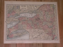 1895 Antique Map Of New York State / Verso Connecticut - £20.29 GBP