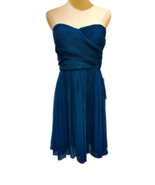 J Crew Arabelle Formal Dress Size 10 Teal Blue Green Silk Chiffon Strapl... - £27.77 GBP