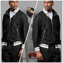 Men&#39;s Manzini Black | White Mesh Casual Tracksuits Outfits Sets NWT - $399.00