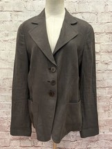 Armani Collezioni Vintage Brown 100% Linen Blazer 3 Button Front Size 12... - $79.20