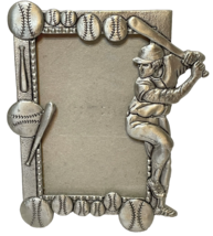 Metal Pewter Baseball Frame Free Standing 6 x 4&quot; for 4.25 x 2.75&quot; Photo - £10.46 GBP