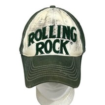 Vtg Rolling Rock Beer Hat Cap Distressed Green Curved Bill Adjustable Br... - $18.97