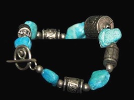 Vintage Bracelet Faux Turquoise Silver Tone 1980S - $17.82