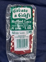 Create a Craft Ruffled Model Lace RED 4 Yds Crafts Floral Accents Vintag... - $19.03 MXN