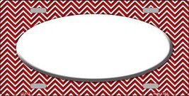 Red White Chevron Print With White Center Oval Metal Novelty License Plate LP-27 - £14.98 GBP