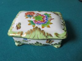 Hungarian HEREND Covered Square Floral Trinket Compatible with Box - £82.11 GBP