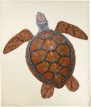Sea Turtle Printed Throw Blanket with 3D Flippers 50 X 60 Brown White - £34.02 GBP