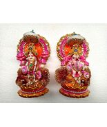 Handmade Laxmi Ganesha Pair Idol for Home or Office Pooja Terracotta Col... - $79.99