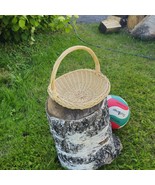 Handmade Wicker Round Basket | Rustic Gathering Basket - $55.00