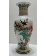 Vintage Hand Painted Oriental Bird Flower Vase Made in China  10&#39;&#39; Tall - £140.27 GBP