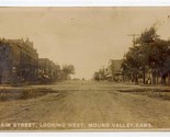 Main Street Looking West Mound Valley Kansas Real Photo Postcard Blank B... - £22.26 GBP