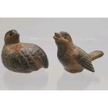 2 Vintage Mid Century Quail Ceramic Figurines Brown Black Speckle Japan - $8.95