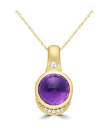 925 Sterling Silver Yellow Gold Plated Cubic Zircon &amp; Amethyst Pendant N... - $39.00